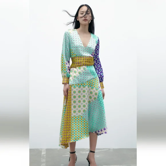 Zara printed midi dress - Picture 2 of 4